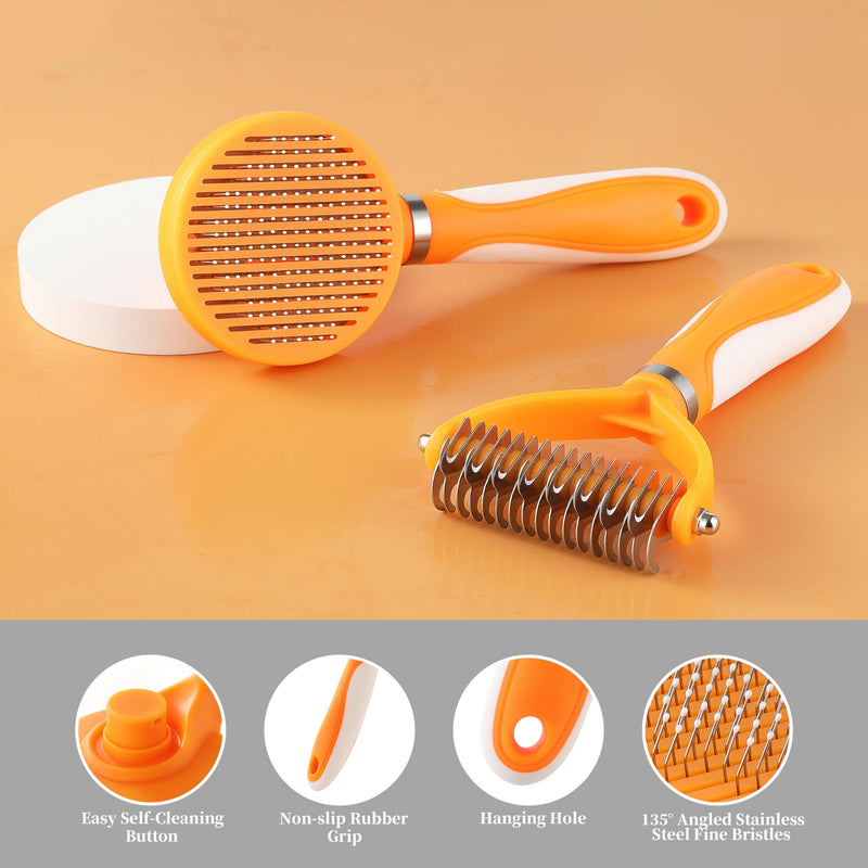 Pet Grooming Brush and Self Cleaning Slicker Brush, Dog Brush Cat Brush for Shedding, Undercoat Rake for Dogs & Cats, Deshedding Dematting Brush for Dogs & Cats, Brushes for Long Haired Pets - BeesActive Australia