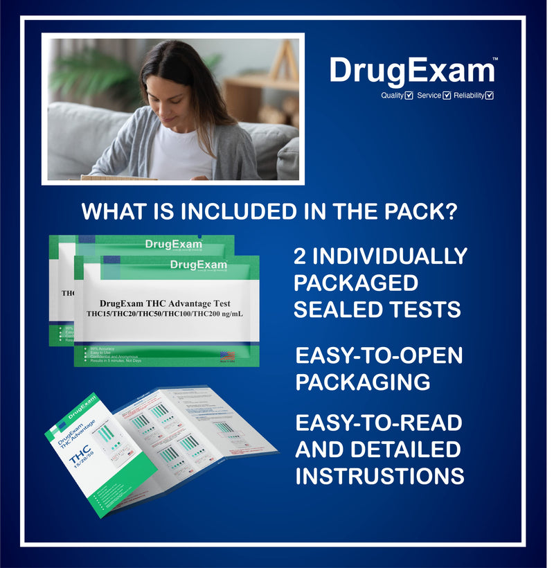 2 Pack - DrugExam Multi Drug Screen Test. Testing for THC/Marijuana in Urine. Detailed Instrustions Included. (2) 2 - BeesActive Australia