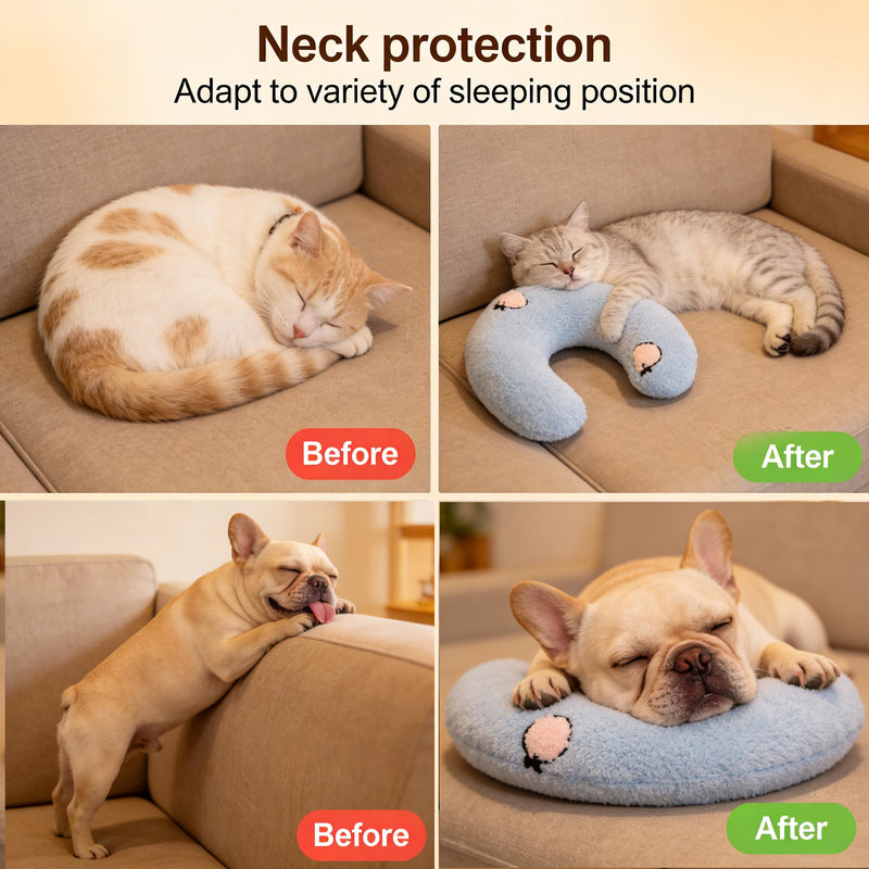 TJE Pet Calming Pillow Soft Plush Washable - Neck Support, Anxiety Relief, Joint Comfort for Small/Medium/Large Dogs & Cats (Yellow Chenille Stems) Yellow