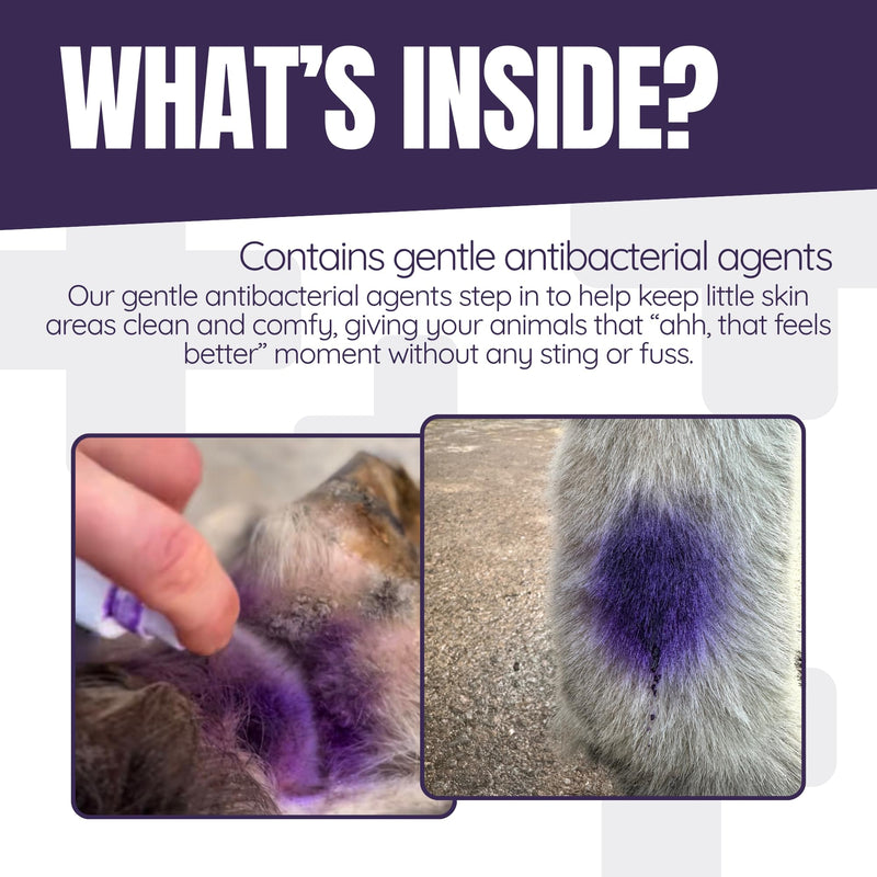 Purple Spray Wound Cleanser 100ML Gentian Violet Alternative Antibacterial Non Sting Animal First Aid for Horses Pets Livestock Poultry