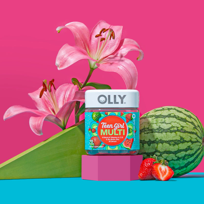 Olly Teen Girl Multi Gummy, Healthy Skin and Immune Support, 15 Essential Vitamins, Biotin, Zinc, Calcium, Chewable Multivitamin, Berry Melon, 35 Day Supply, 70 Count 70 Count (Pack of 1) - BeesActive Australia