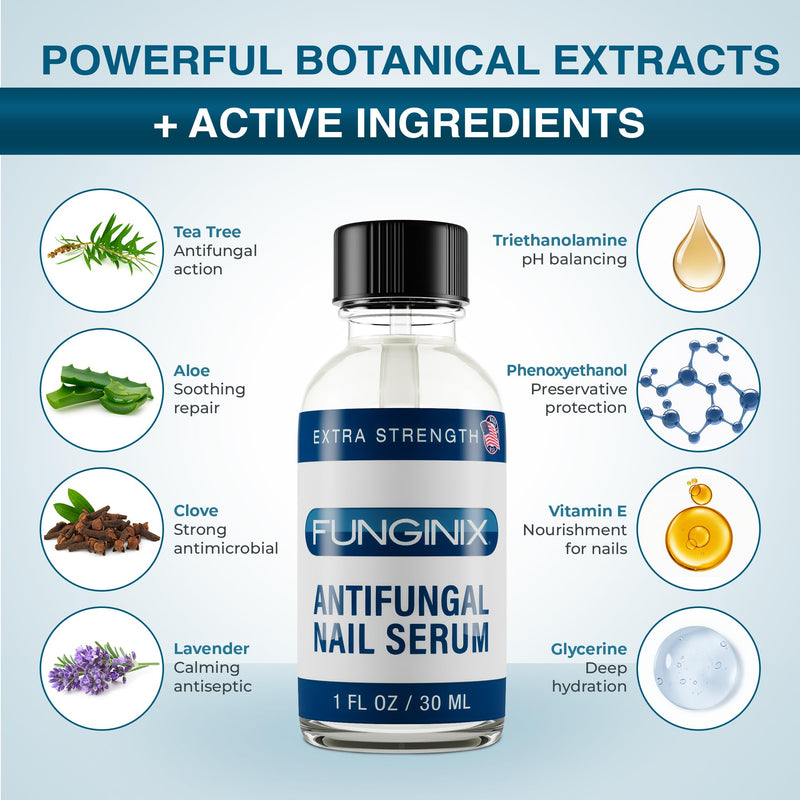 FUNGINIX Toenail Fungus Treatment Extra Strength - Antifungal Nail Treatment With 10% Undecylenic Acid & Tea Tree Oil - Includes Natural Oils & Botanicals - Made in USA (Packaging Does Vary) 1 Fl Oz (Pack of 1)