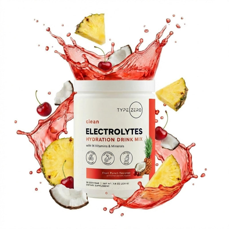 Type Zero Clean Electrolytes Hydration Powder (Fruit Punch) 50 Servings | 14 Essential Vitamins & Minerals, Sugar Free, Zero Artificial Ingredients