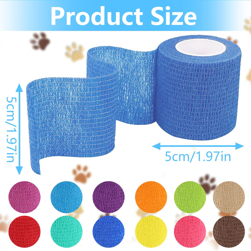 12 rolls of self-adhesive bandage, 5 cm x 5 m, self-adhesive bandage for first aid, elastic fixing bandage, cohesive bandage, adhesive bandage for dogs/cats/feet/finger plasters/ankle sprains - BeesActive Australia