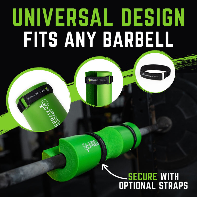Gradient Fitness Barbell Pad - Hip Thrust & Squat Pad for Olympic & Standard Bars Green
