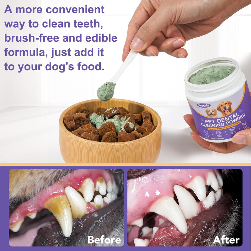 Dog Dental Powder, Dog Breath Freshener, Dog Teeth Cleaning Powder, Dog Dental Care, Plaque & Bad Breath Off Powder Dog, Teeth Cleaning Made Easy Eliminate, Formulated for Small, Medium, Large Dogs - PawsPlanet Australia
