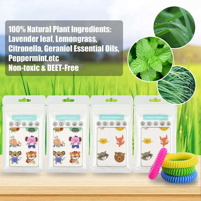 240 Pack Mosquito Repellent Stickers for Kids Adult Outdoor Indoor Travel, Natural Plant Based Ingredients Mosquito Patches Stickers with 4 Pack Mosquito Bracelets - BeesActive Australia