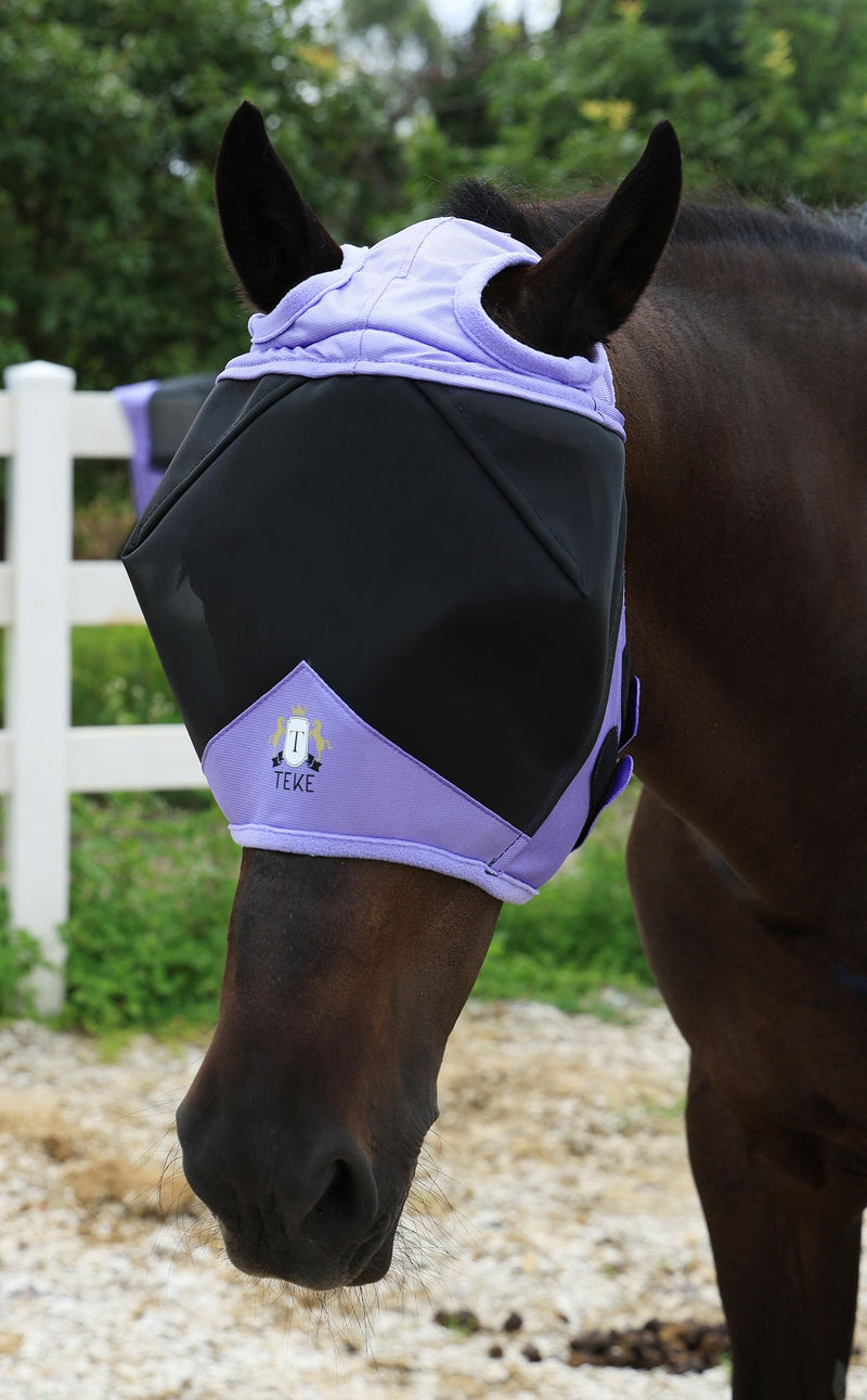 Fine Mesh Horse Fly Mask w/No Ears, UV blocking 3D Eye Visor with extra fleece cushioned forehead, Protection from Insect Pests Cob Black - BeesActive Australia