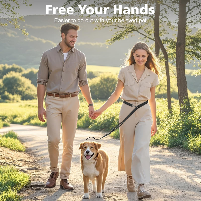 Hands Free Dog Leash with Sponge Handle, 8.5ft Versatile Crossbody Waist Leash with 3 Rings for Puppy, Small & Medium Dogs, Easy Adjust Hands Free Leash for Running Jogging Walking, Black - BeesActive Australia