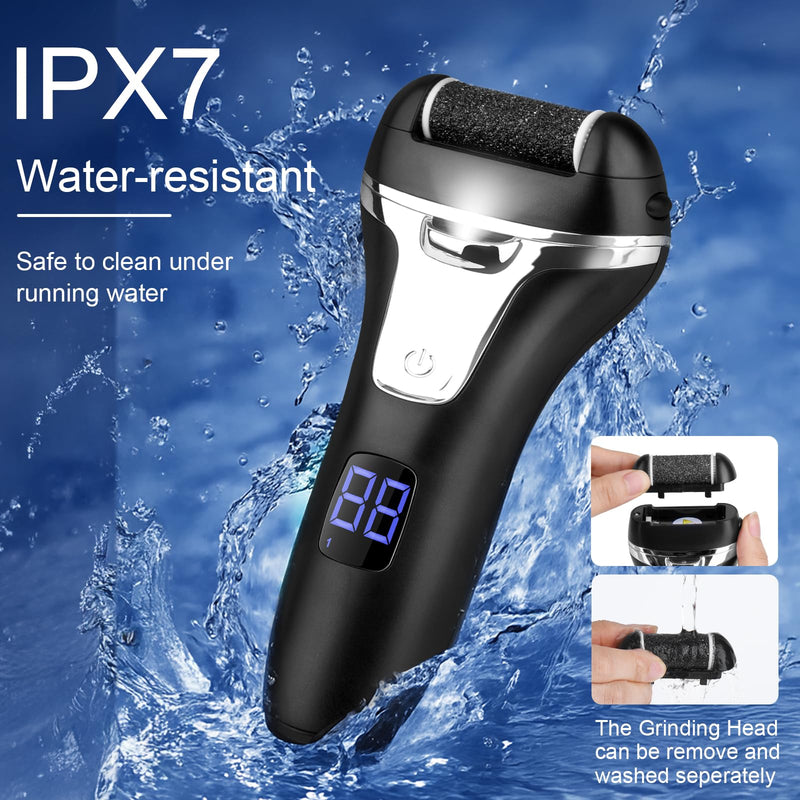 Electric Foot File Callus Remover for Feet - 9 pcs Roller Heads,2 Speed Foot Care Kit Waterproof Pedicure Tools,Rechargeable Foot Scrubber Pedicure kit for Dead Hard Cracked Dry Skin.
