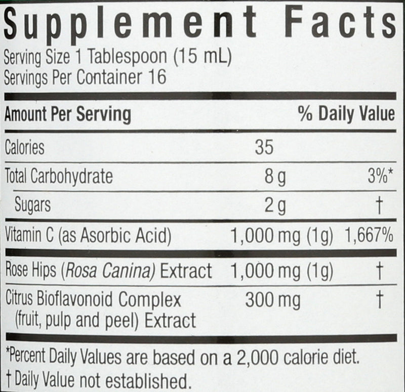 Nature's Answer Liquid Vitamin C 1000mg , 8-Fluid Ounces | Natural Immune Booster | Promotes Healthy Skin & Joints | with Rose Hips & Bio-Flavonoids
