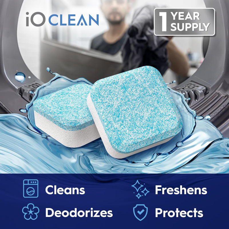 Washing Machine Cleaner and Descaler Tablets 24 Pcs - Deep Clean and Descaling for HE Front and Top Loaders Washer - High-Efficiency Tablets for a Fresh, Spotless Laundry, Remove Odor - 1 Year Supply - BeesActive Australia