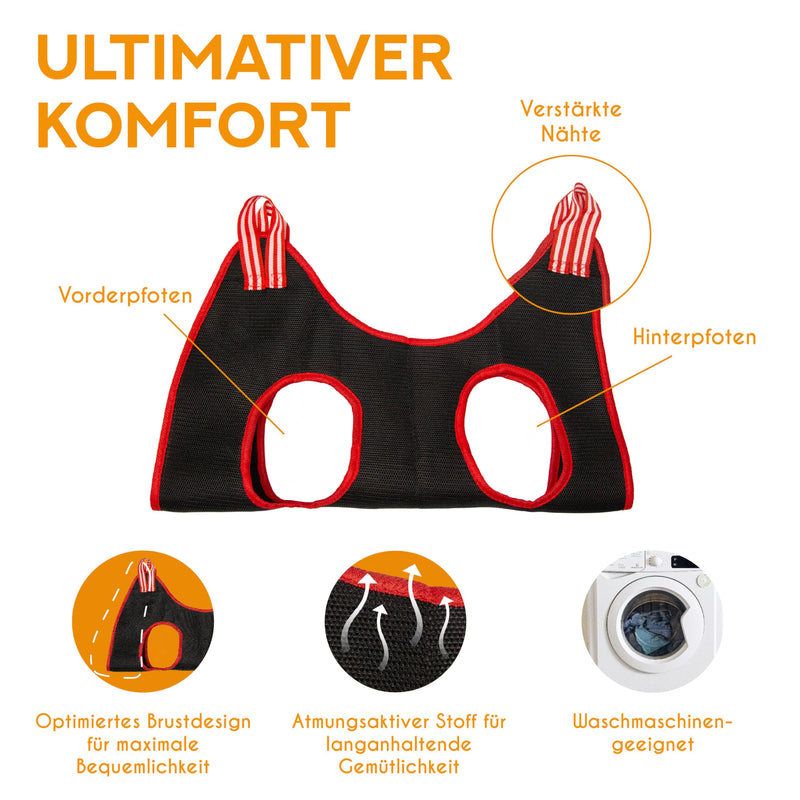 PFOTENKRAFT pet hammock for grooming - including grooming tools | Hammock Harness Dogs & Cats Nail Care | Pet grooming with claw trimmer, nail clippers, nail file (L) L - BeesActive Australia