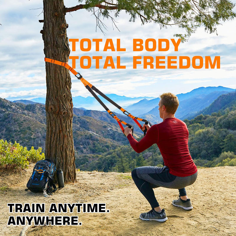 Home Resistance Training Kit, Suspension Trainer Straps with Adjustable Extension, Door Anchor, and Carry Bag – Strength Training Equipment for Full Body Bodyweight Workouts at Home or Outdoors Orange