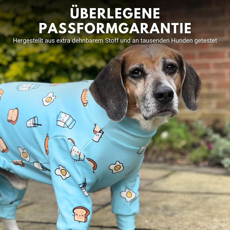 Spark Paws Dog Pajama, Ultra-Soft and 4-Way Stretch, Recovery Suit PJ Onesie for Small, Medium and Large Breeds - Breakfast Blue - XXL 2XL: 16-25kg - BeesActive Australia