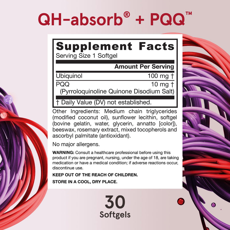 Jarrow Formulas QH-absorb + PQQ - 30 Softgels - Dietary Supplement Supports Mitochondrial Biogenesis, Energy Production & Cardiovascular Health - Up to 30 Servings | Dietary Supplement Supports Mitochondrial Biogenesis, Energy Production & Cardiovascul...
