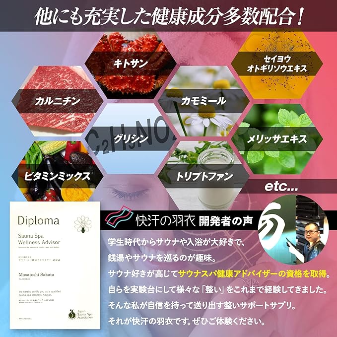 Give you an unprecedented shape, Sauna Supplement, Comfortable Sweat Haori, Shaping Supplement, Sweat Relax, Sauna, Half Body Bath, Capsaicin, Theanine, GABA - BeesActive Australia
