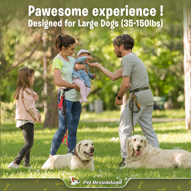 Pet Dreamland Exquisite Hands Free Leash for Large Dogs. Ultimate Comfort & Freedom for Running, Walking and Hiking. Premium Quality, Durable & Versatile Dog Walking Belt. Your Dog Will Love It. Khaki & Orange - BeesActive Australia