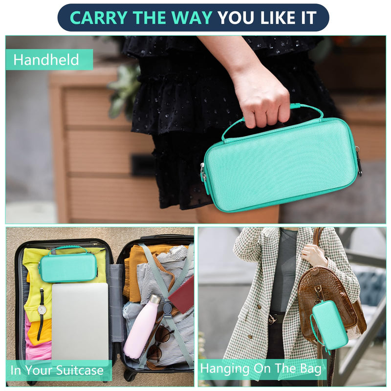 Asthma Inhaler Case, Portable Nebulizer Organizer, Travel-Ready with Mesh Pocket, Double Zippers, Silicone Handle, Kids and Adults, Stylish Green - BeesActive Australia