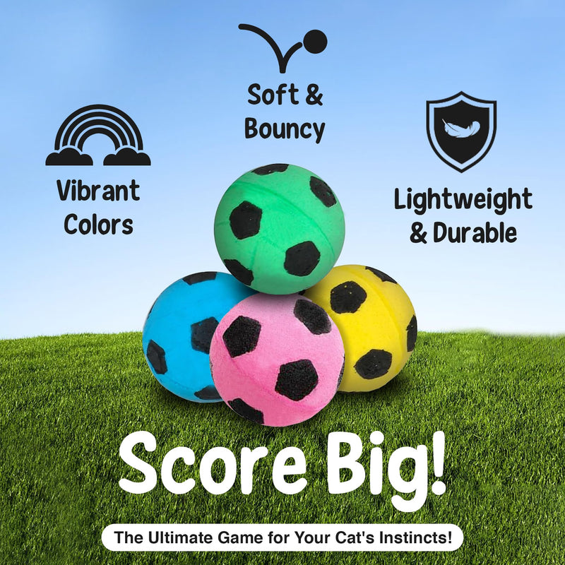 Vila Cat Soccer Balls, Feline Entertainment and Enrichment, Physical, and Mental Workout, Kitty’s Silent Companion, Foam Sponge, Pink, Yellow, Green, Blue, 1.5” -2” (Diameter), 12 Pcs per Pack - BeesActive Australia
