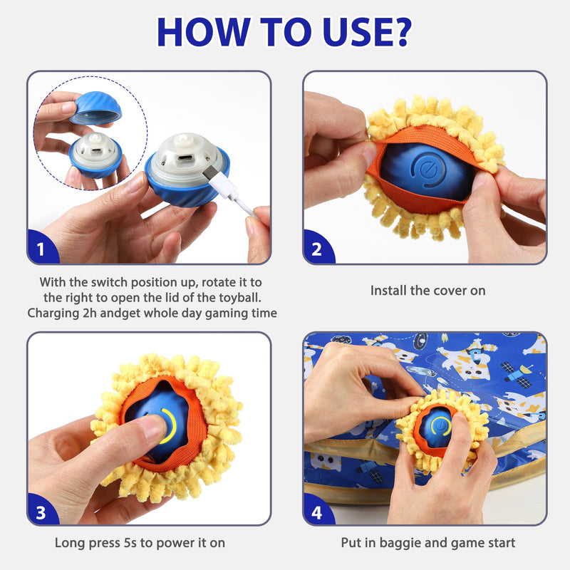 Interactive Cat Toys, Fast Rolling Ball in Play Pocket, Automatic Motion Activated Moving Ball Hide and Seek Mouse Catching Game - BeesActive Australia