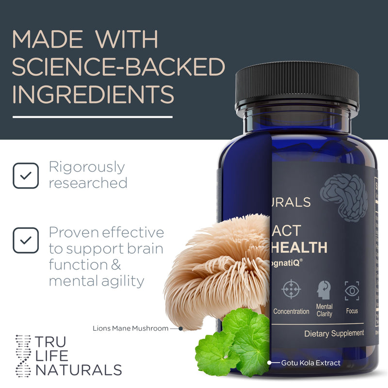 NEUROACT Brain Health Memory, Focus, Concentration, Mental Clarity with CognatiQ, Vitamin B3 & B6 | Manage Stress & Elevate Mood | Holistic Brain Health Formula, Sustained Energy & Well Being