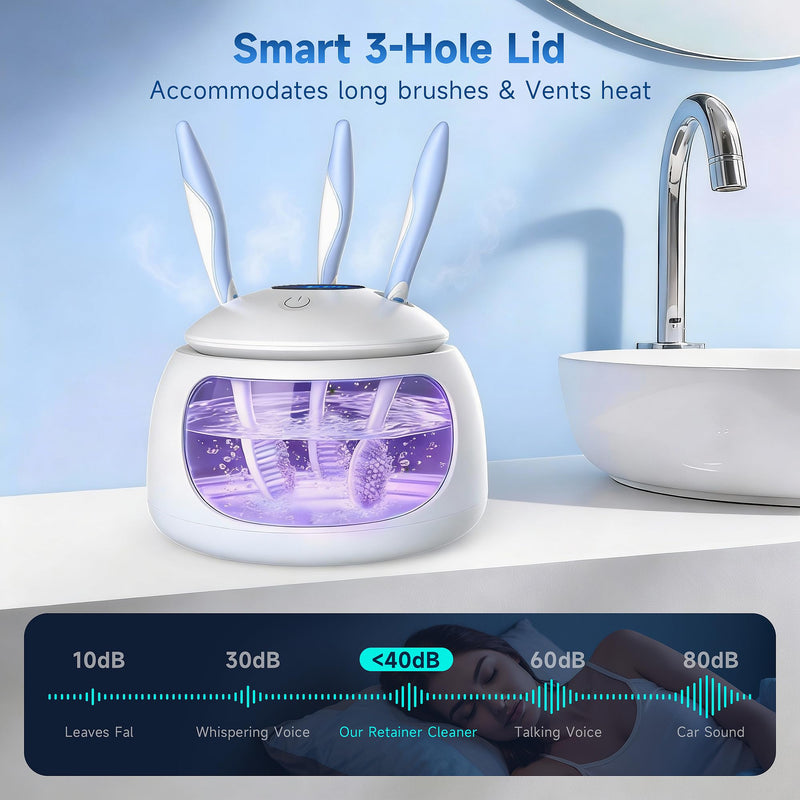 ARAER Ultrasonic retainer cleaner machine, 45kHz denture dome With UV Light,Dental Cleaning POD For Aligners, Mouth Guards, Night Guards, Toothbrush,Jewelry,200ML Capacity white - BeesActive Australia