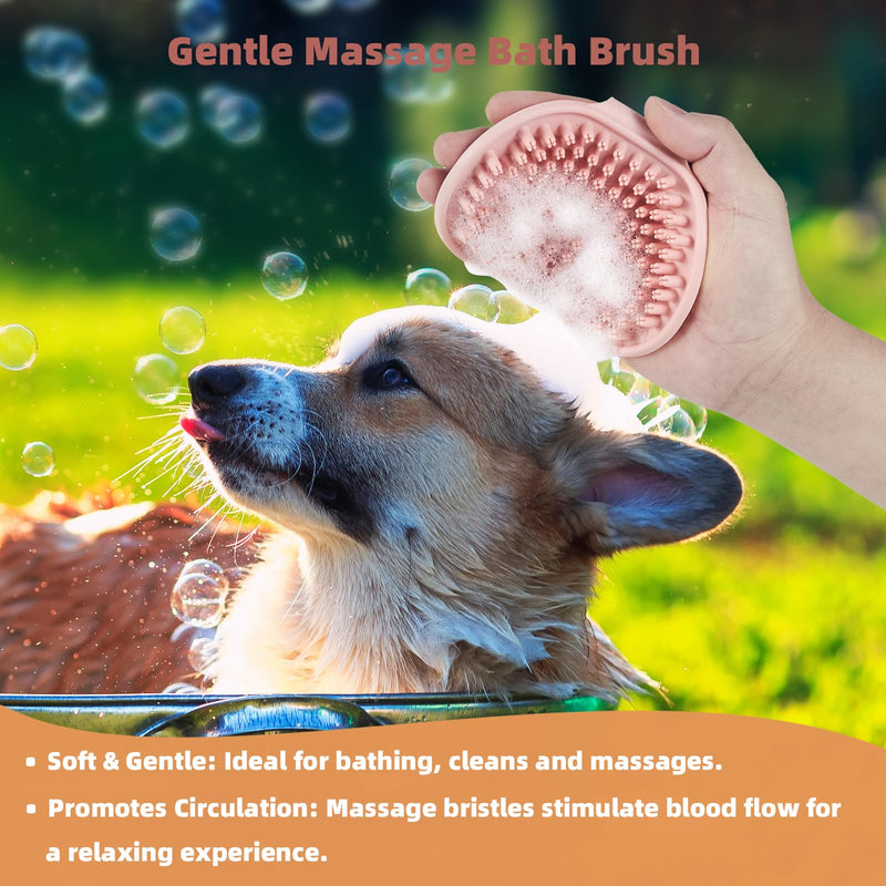 3PCS Cat & Dog Brush Set: Slicker & Deshedding Brush, Dematting Comb, and Bath Brush – Premium Grooming Tools for Shedding & Tangle-Free Fur (pink) pink - BeesActive Australia