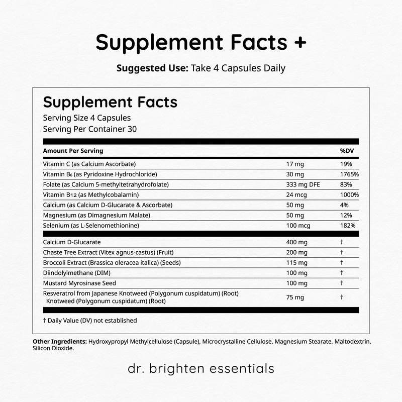 Dr. Brighten Balance - Hormone Balance for Women with Chasteberry and DIM - Targets Hormonal Acne, Period Issues, & PMS - Vegan, Non-GMO 120 Count (Pack of 1)