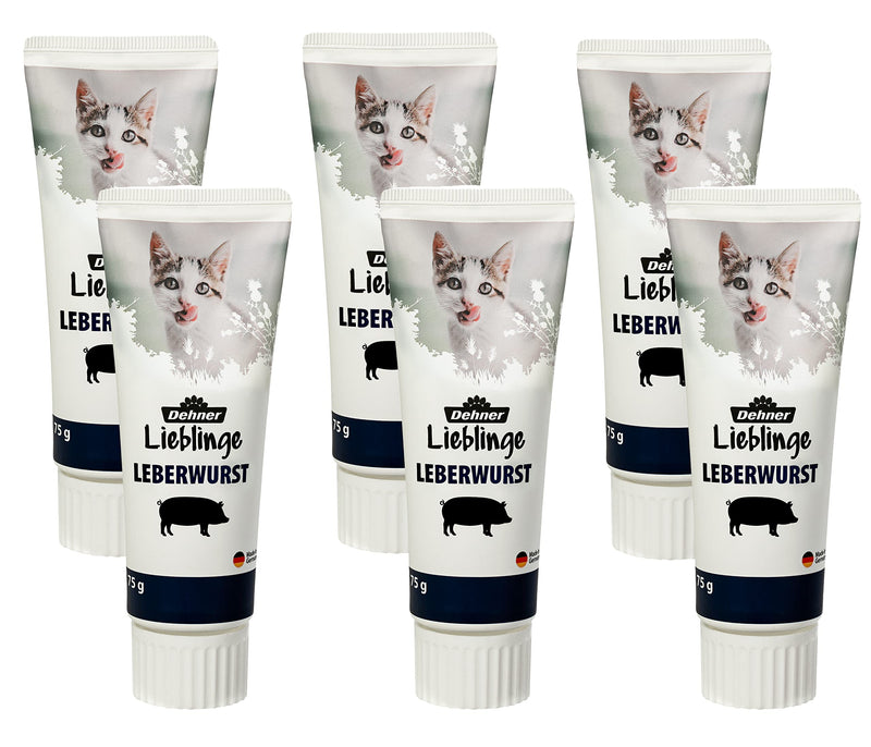 Dehner cat snack, liver sausage treat, sugar-free, food grade, in tube, 6 x 75 g (450 g) 75 g (pack of 6) - BeesActive Australia