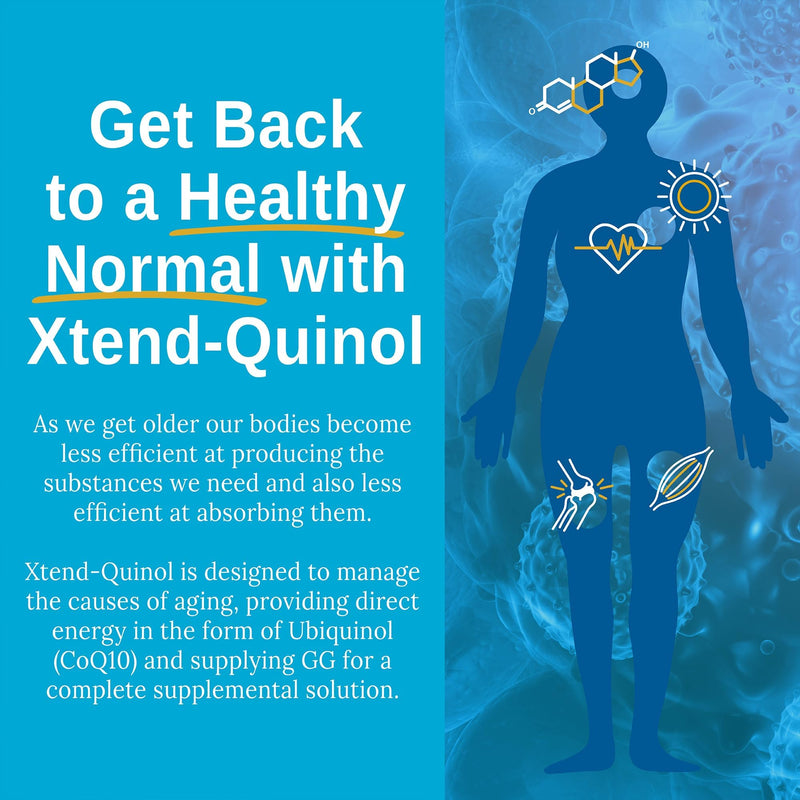Xtendlife Xtend‑Quinol Ubiquinol CoQ10 Supplement, 60 Day Supply | High Potency Daily Support for Heart Health & Cellular Energy – with Geranylgeraniol (GG) for CoQ10 Production Xtend-Quinol (CoQ10) - 1 Pack