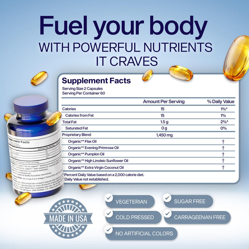 YES Plant-Based Omega 3-6-9 – Burpless Fish Oil Alternative – 120 Capsules | Made with flax, evening primrose (GLA), pumpkin, sunflower & coconut oil. Supports heart, skin, eye & immune health. 120 Count (Pack of 1)