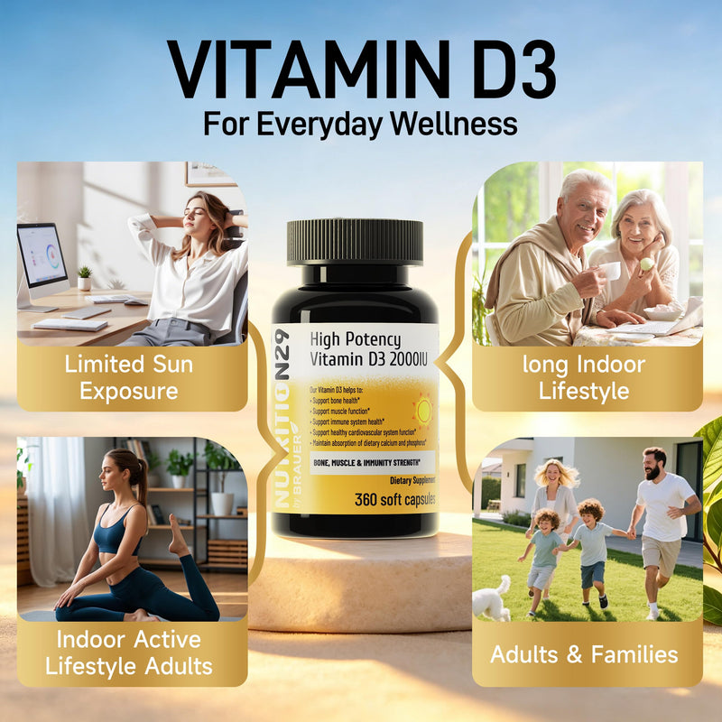 Vitamin D3 2000 IU (50 mcg),360 Day Supply Vitamin D Softgels | USP-Grade Provitas® Softgels with MCT & Olive Oil,High Potency Immune & Bone,Muscle Health Support Supplement,Non-GMO Nutrition29 Vitamin D3 2000 IU (50 mcg) 360 ct