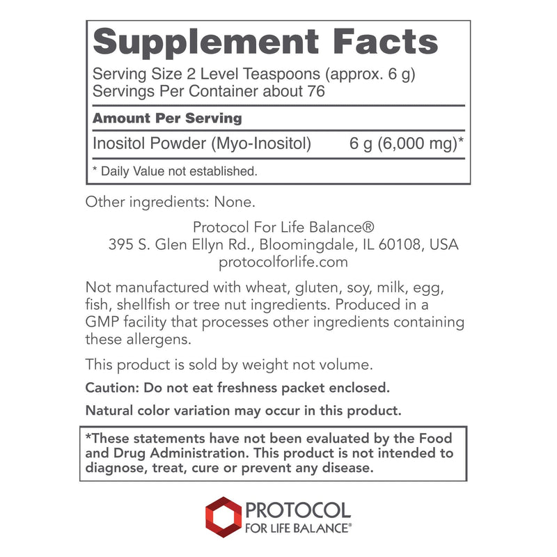 Protocol For Life Balance - Myo-Inositol Powder - Supports a Healthy Mood, Emotional Wellness, Behavior and Ovarian Function, Energy Boost, and Sleep Support - 1lb. (454 g) | Supports a Healthy Mood, Emotional Wellness, Behavior and Ovarian Function*, ...