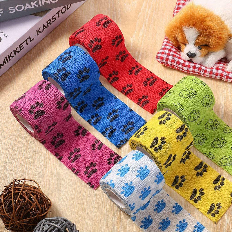 Veraing Self-Adhesive Bandage for Pets, Elastic Cohesive Adhesive Bandage Cohesive Fixing Bandage for Dog, Horse, Pet, Wrap Adhesive Bandage for Wrist Ankle Finger (6 Rolls) - BeesActive Australia