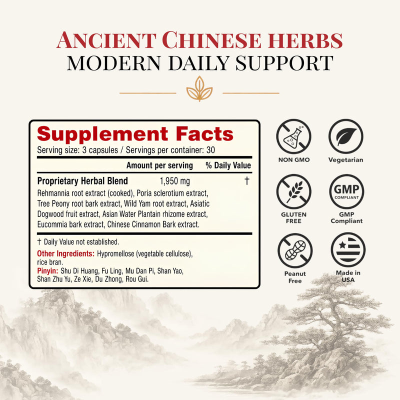 Health Concerns Rehmannia 8 - Kidney Cleanse Detox & Repair Supplement - Back Discomfort & Urinary Tract Health for Women & Men - Traditional Chinese Herbal Root Extract for Backaches - 90 Capsules 90 Count (Pack of 1)