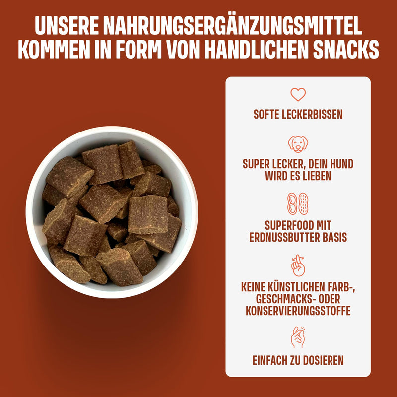 ivvi Anal Gland - snacks to support the anal glands in dogs. Contains pumpkin meat, psyllium husk, flaxseed, dandelion, nettle and prebiotics. 60 snacks (270g) with peanut butter - BeesActive Australia