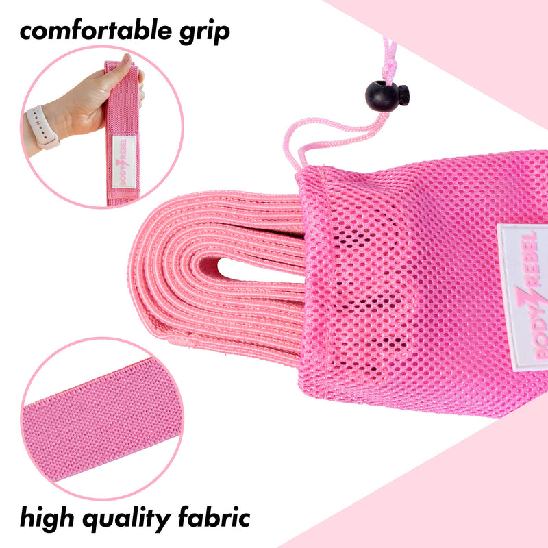 Long Resistance Band | Pink Medium Resistance Fabric Exercise Band Ideal for Strength Training, Stretching, Home Workouts, & Gym Workout - BeesActive Australia
