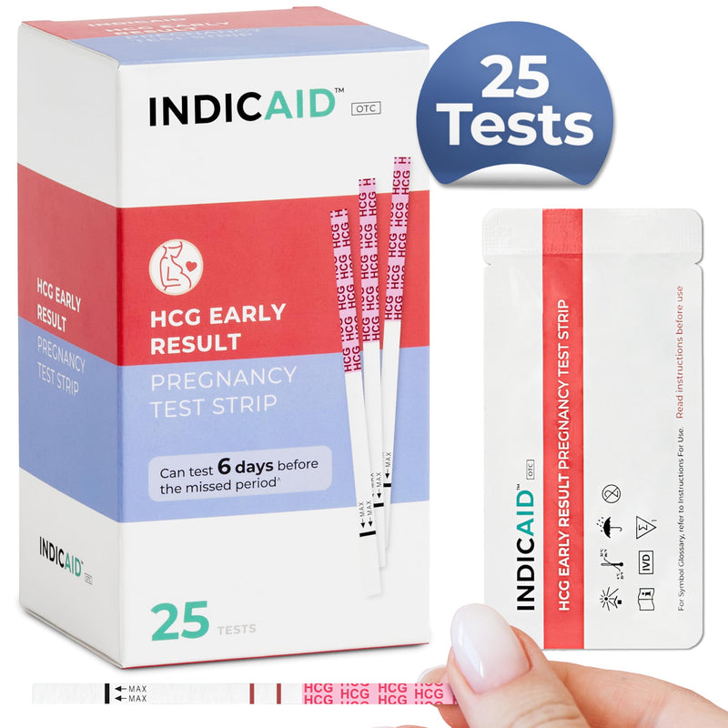 Stop Waiting | Early Detection Pregnancy Test Strips | High Sensitivity (10mIU/mL) to Test 6 Days Sooner | 25 Count Kit | Result in 3 Minutes | Over 99% Accuracy by INDICAID