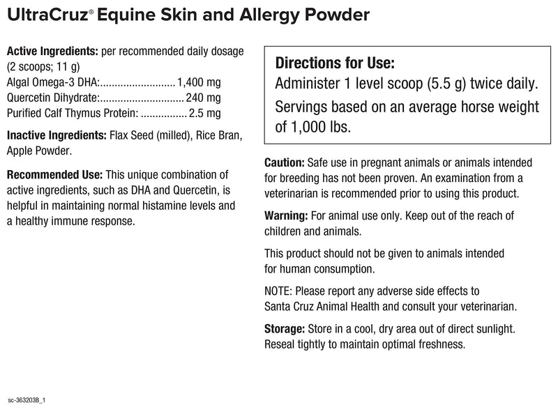 UltraCruz-sc-363203 Equine Skin and Allergy Supplement for Horses, 2 lb, Powder (82 Day Supply) - BeesActive Australia