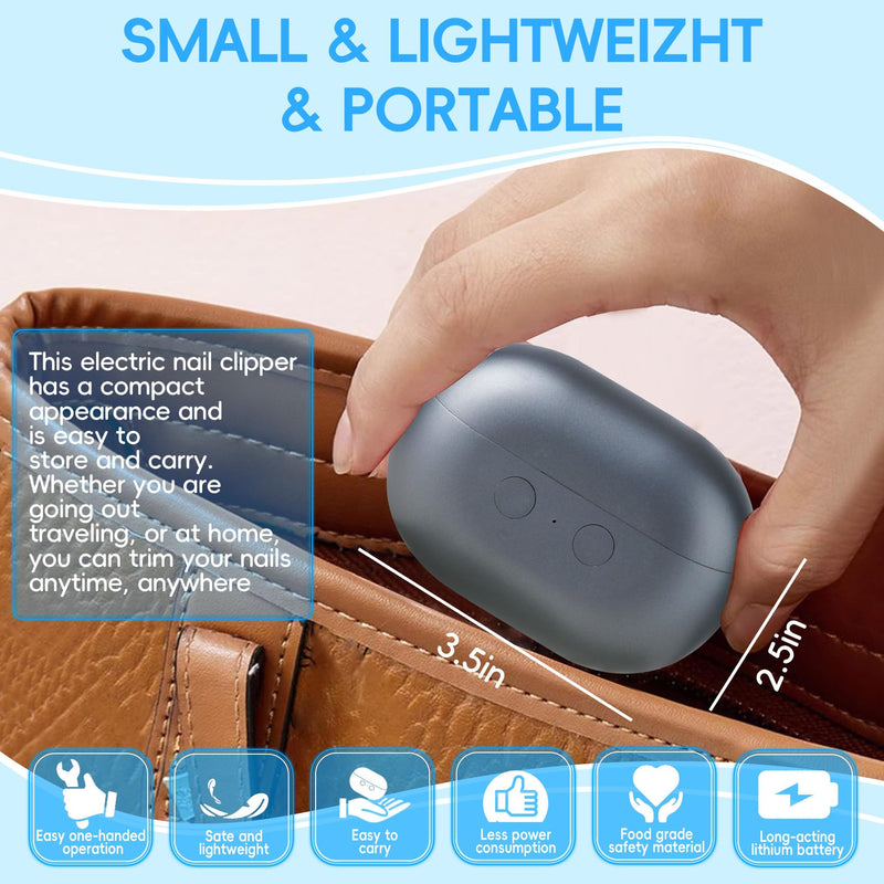 Electric Nail Clipper, 3 in 1 Electric Nail Trimmer and Polisher with LED Light & Clip Storage, USB Rechargeable, 2 Speed Electric Nail File for Baby, Kids, Caregivers, Seniors - BeesActive Australia