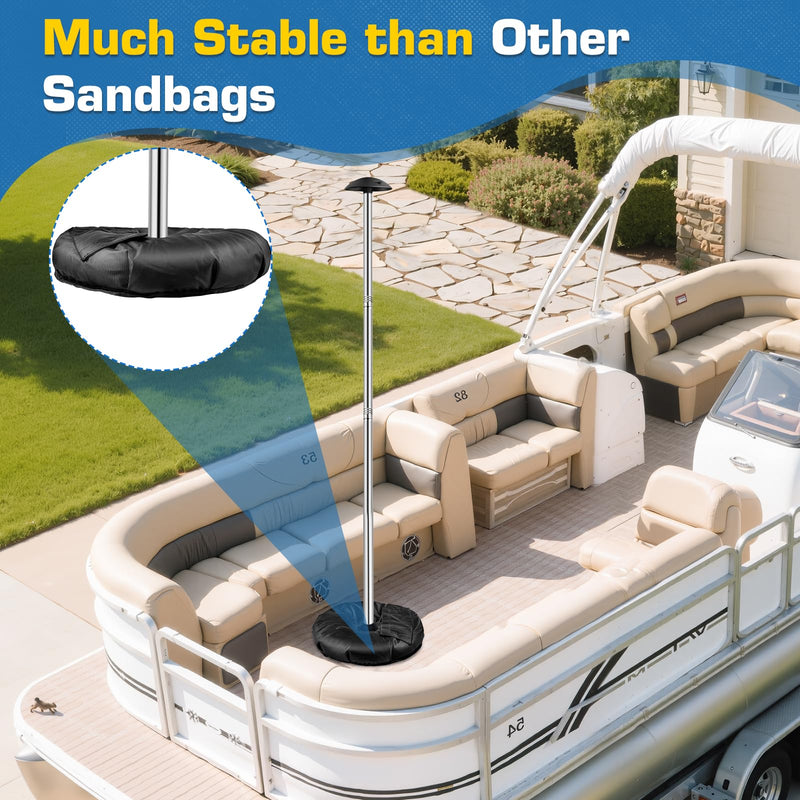 Pontoon Cover Support Poles with Ring Sandbag Much More Stable,Adjustable Boat Cover Support System Won't Retract for Pontoon,Jon,Bass,V-Hull Boat with Heavy Duty Straps,Stainless Steel Height: 56 Inches - BeesActive Australia