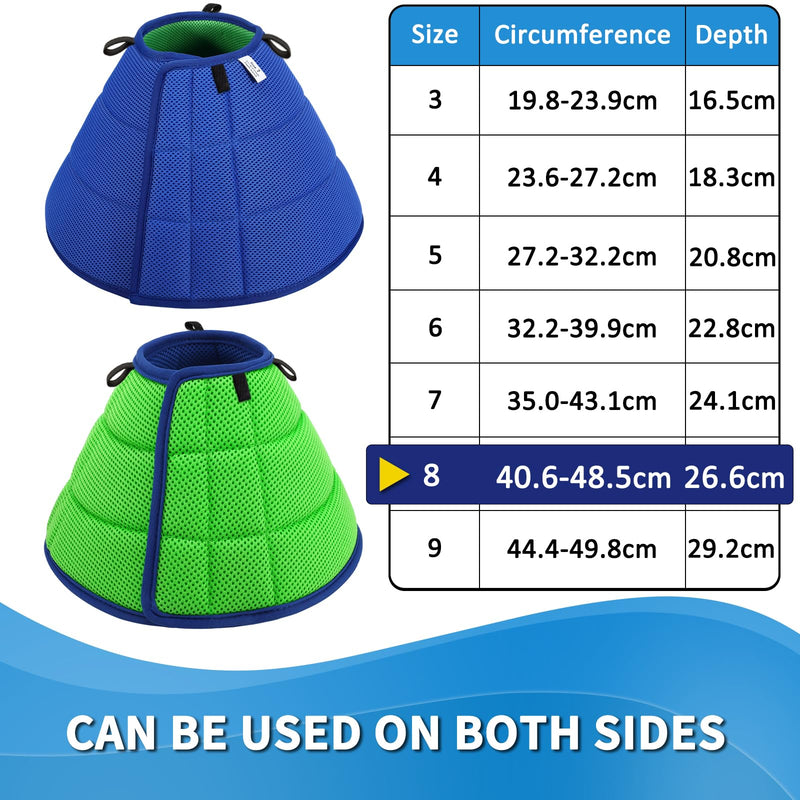 Collar Dog Soft, Dog Collar Leak Protection, Breathable Neck Brace for Dogs, Adjustable Protective Collar Leak Protection Dog, Lightweight Neck Collar Dog, Funnel Dog (Size 8, Blue) Size 8 (Neck: 40.6 cm - 48.5 cm) - BeesActive Australia