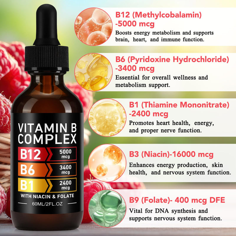 Frovetani Organic Vitamin B Complex,Vitamin b Complex for Women, Vitamin B Complex Liquid, Vitamin B12 Methylcobalamin,Vitamin b6,B1,B9 for Metabolic Health Support, Vegan, Non-GMO, Gluten Free