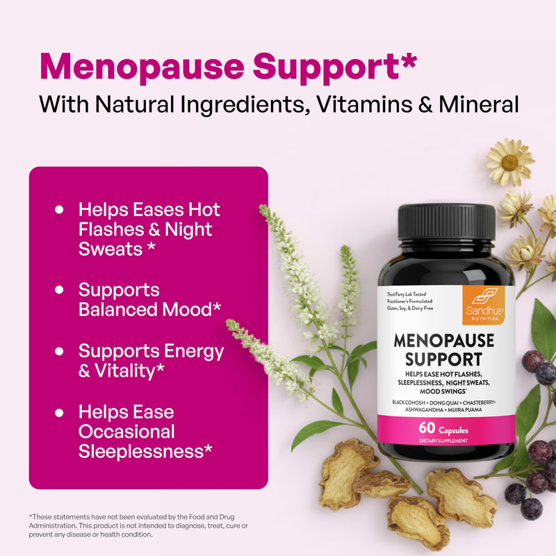 Menopause Support Supplements for Women, Black Cohosh Ashwagandha 180 Count | Vitamins D3, B6, B12, Magnesium, Dong Quai, Chaste Tree Berry, Gluten-Free Capsules, Made In USA Supplement By Sandhu's #1 Menopause Support 60 Count (Pack of 3)