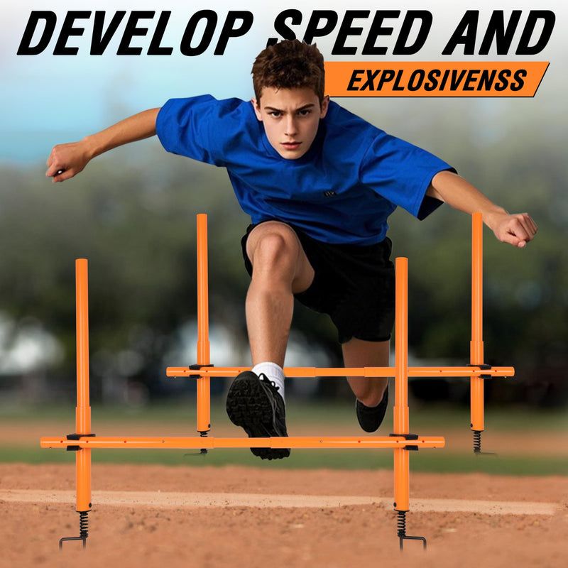 Hikeen Telescopic Length Soccer Poles Fixed & Collapsible Options Agility Training Hurdles and Football Obstacle for Teenager Soccer Training Outdoor Sports Speed Training Equipment Long-57.5" 4 rods