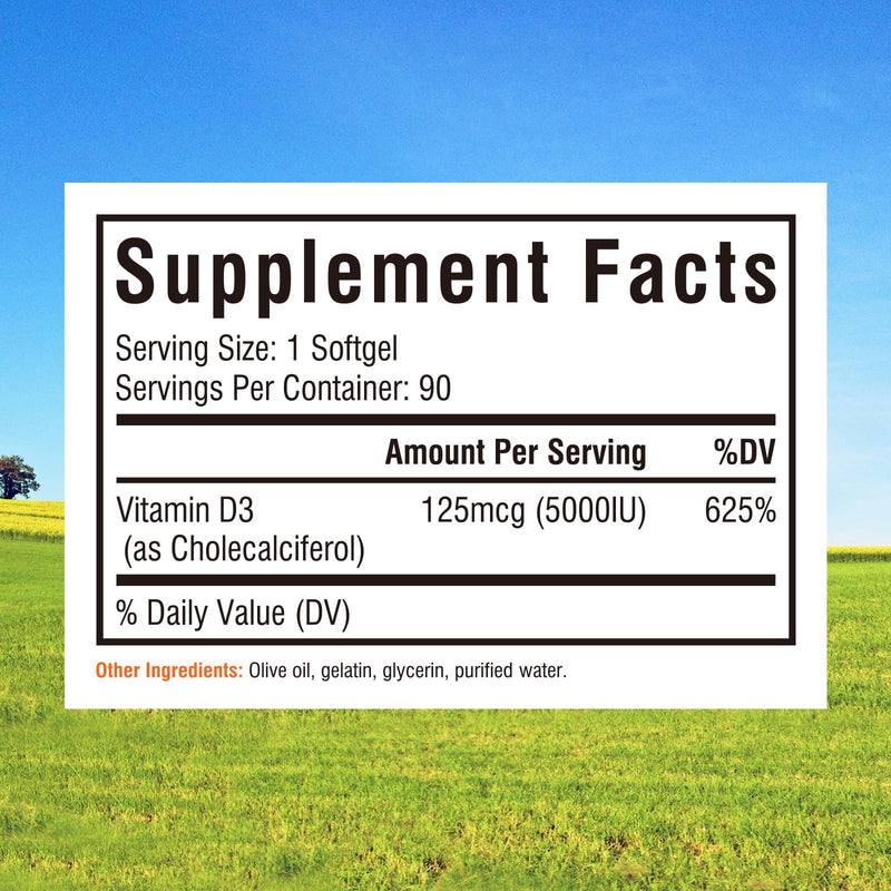 Innate Vitality Vitamin D3 5000 IU (125 mcg) | High Potency, for Bone, Teeth, and Immune Health Support, Non-GMO, No Soy or Gluten