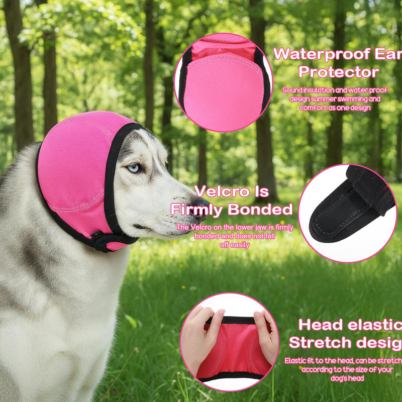 Dog Ear Muffs Noise Protection, Swimming Waterproof Dog Ear Caps, Rose DogEar Covers for Bath, Pet Ears Muffs for Noise Bath, for Ears Protection(L) L