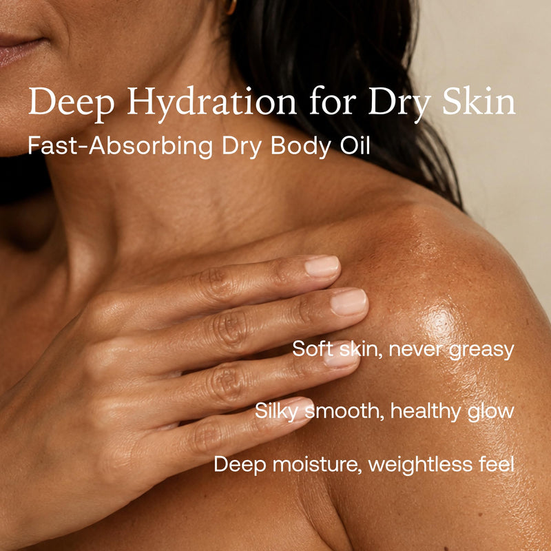 Mulen Dry Body Oil for Sensitive Skin, Hydrating & Moisturizing for Women After Shower Glow, Fast-Absorbing, Non Greasy Luxury Oil with Sea Fennel, Vitamin E, Patented Light Fragrance (3.4 Fl Oz)