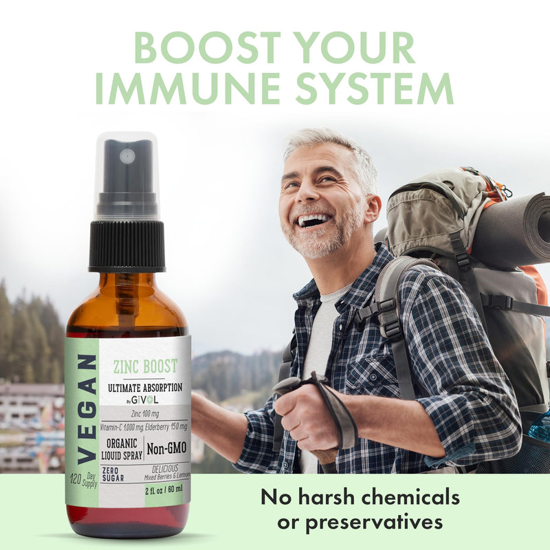 Organic ZINC Boost Mist 100 g (Extra Strength) - Sugar Free with Vit C and Elderberry Extract - Vegan Liquid Spray for Kids and Adults - Easy Absorption - Non-GMO - (60 ml) 60 Days Supply a) Zinc Boost - BeesActive Australia